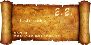 Erlich Endre névjegykártya